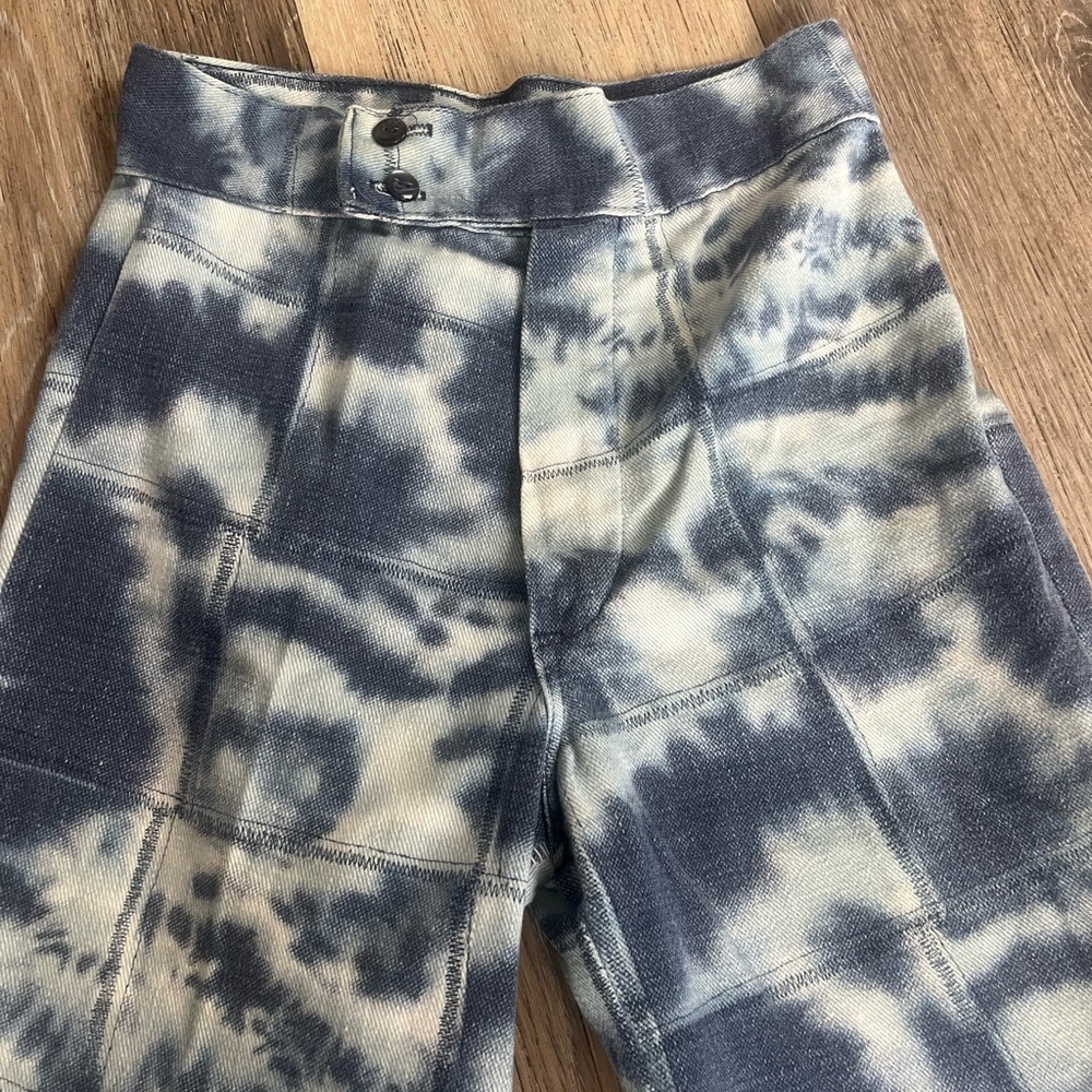 RARE Original vintage 70s retro Bell Bottoms
Tie dye patchwork wide flare pant - Picture 4 of 8